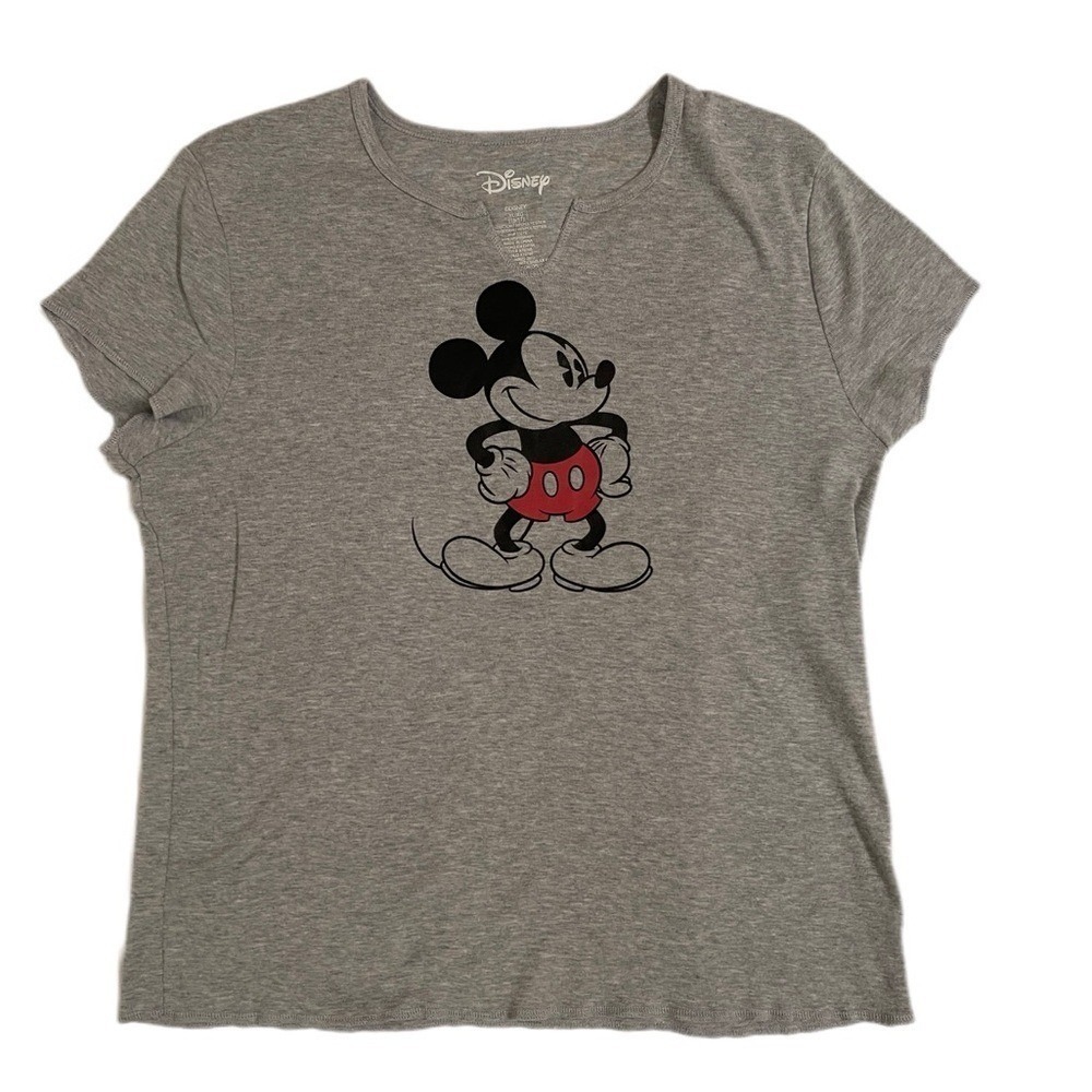 Disney Mickey Mouse Gray Graphic Tee – Women's Casual T-Shirt Size 15/17